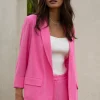 Linen Cuffed Sleeve Blazer