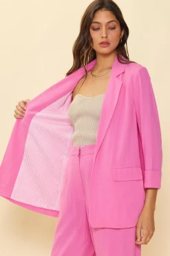 Linen Cuffed Sleeve Blazer
