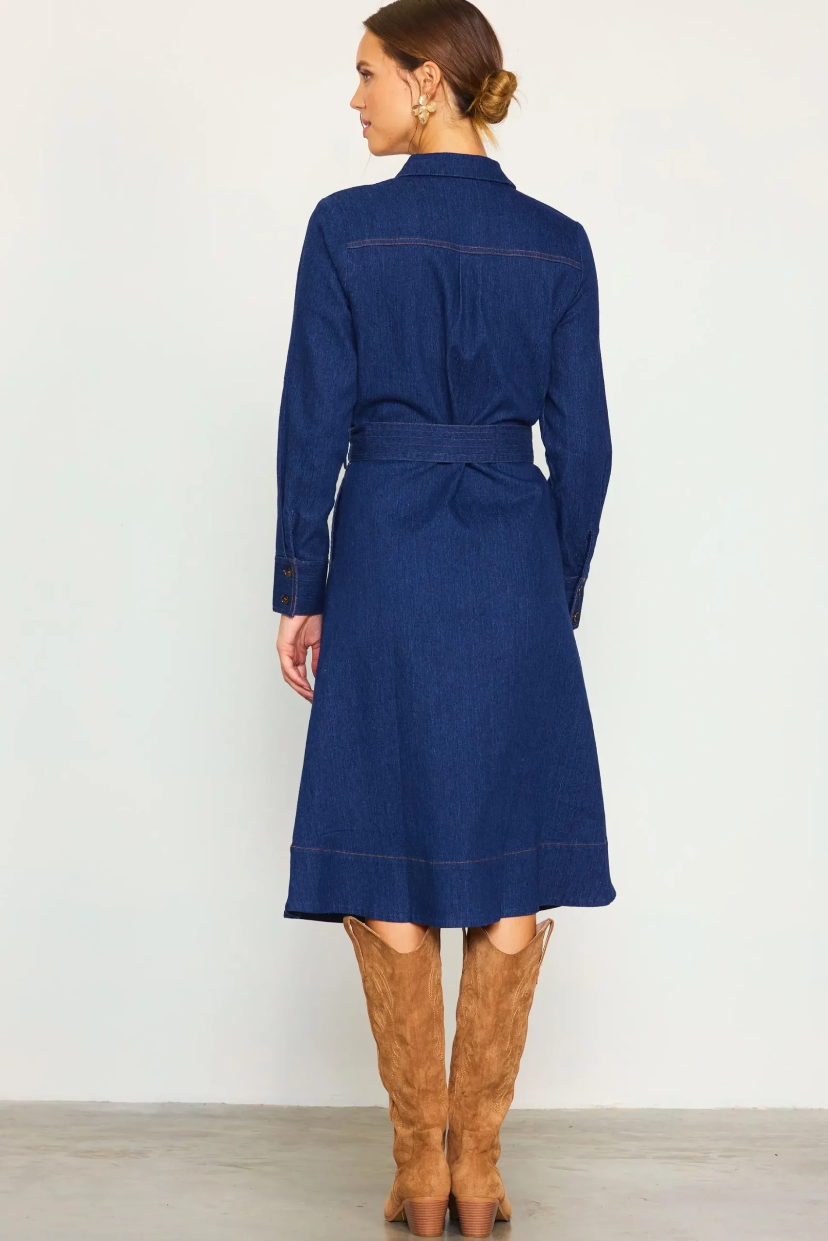 Long Sleeve Denim Shirt Dress