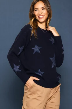 Lurex Star Print Sweater