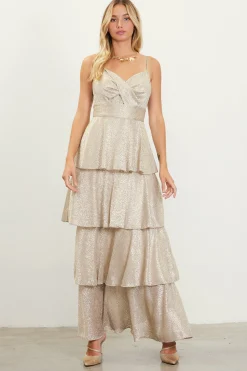 Lurex Tiered Maxi Dress