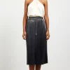 Metallic Foil Pleated Midi Skirt