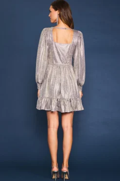 Metallic Front Twist Mini Dress