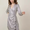 Metallic Ruffled Mini Dress