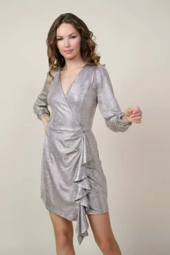 Metallic Ruffled Mini Dress