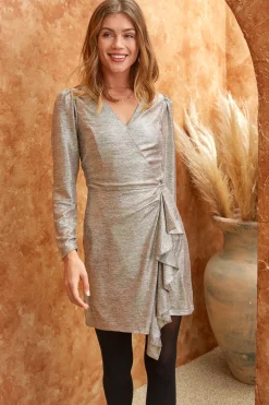 Metallic Ruffled Mini Dress