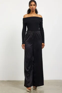 Mixed Media Off-Shoulder Jumpsuit