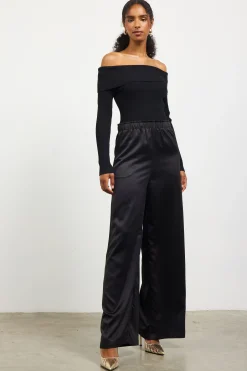 Mixed Media Off-Shoulder Jumpsuit