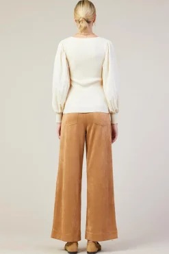 Mixed Media Pleated Sleeve Top