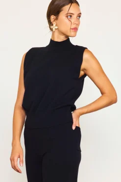 Mock Neck Sleeveless Knit Top