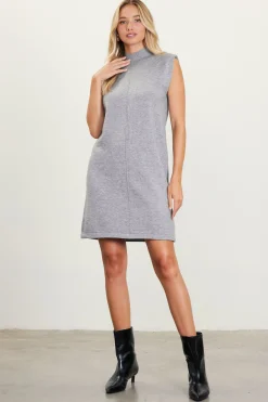 Mock Neck Sleeveless Knit Dress