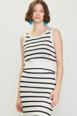 Nautical Stripe Crochet Tank Top