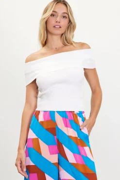 Off Shoulder Ribbed Knit Top