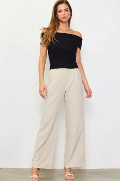 Off Shoulder Ribbed Knit Top