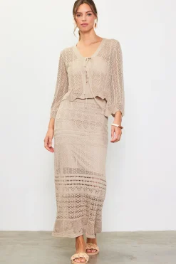 Open Knit Midi Skirt