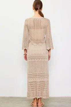 Open Knit Midi Skirt