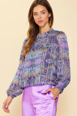 Paisley Motif Smocked Detail Top