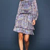 Paisley Motif Smocked Mini Dress