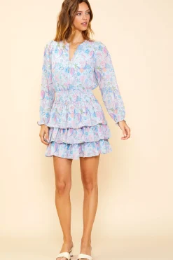 Paisley Print Long Sleeve Dress