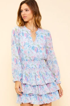 Paisley Print Long Sleeve Dress