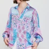 Patch Print Button Down Blouse