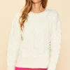 Pearl Detail Cable Knit Sweater