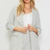 Pinstriped Rolled Sleeve Blazer