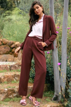 Pintuck Wide Leg Trousers