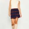 Plaid Front Slit Mini Skirt