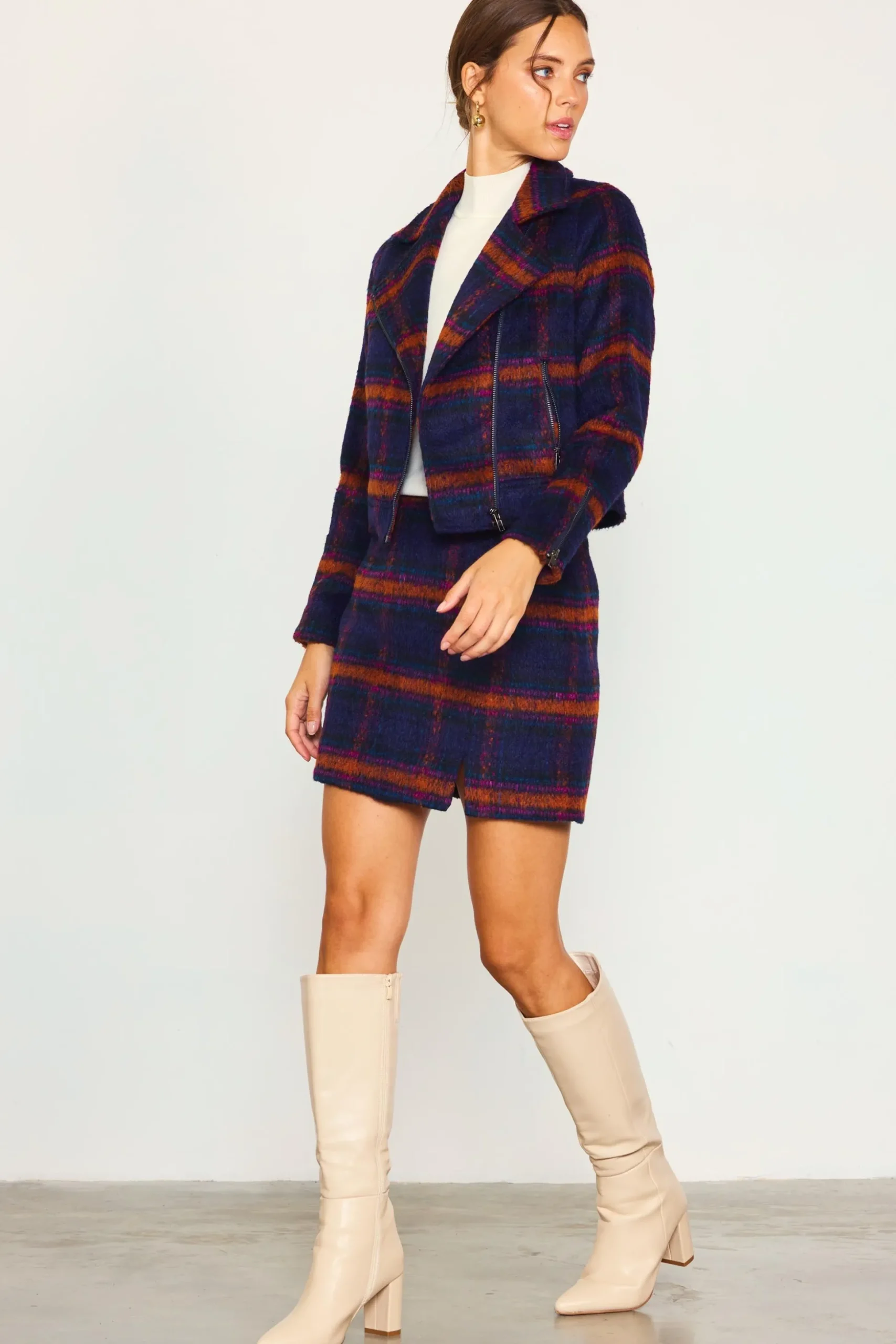 Plaid Moto Jacket
