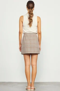 Plaid Side Slit Mini Skirt