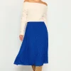 Pleated Floral Midi Skirt