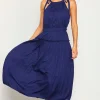Pleated Halter Midi Dress