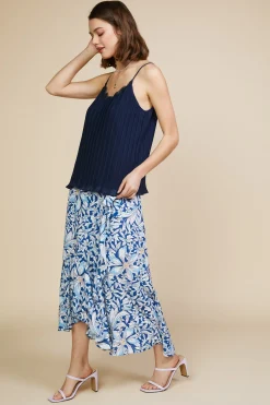 Pleated Lace Detail Cami Top