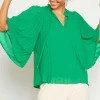 Pleated Ruffled Trim Top