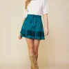 Pleated Self-Tie Mini Skirt