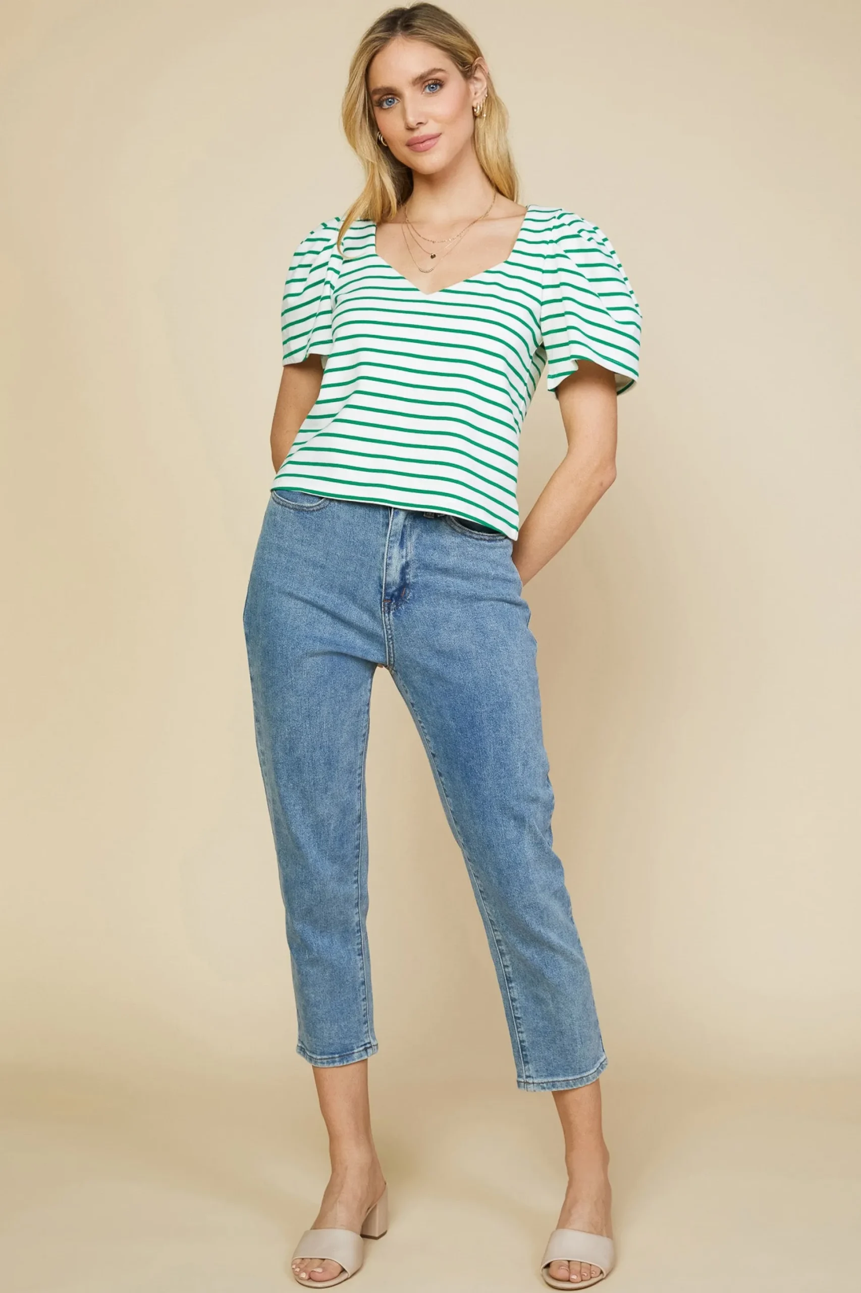 Pleated Sleeve Knit Top