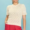 Pointelle Short Sleeve Sweater
