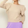 Pointelle-Knit Ruffle Sleeve Sweater
