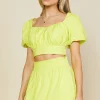 Poplin Bubble Sleeve Crop Top