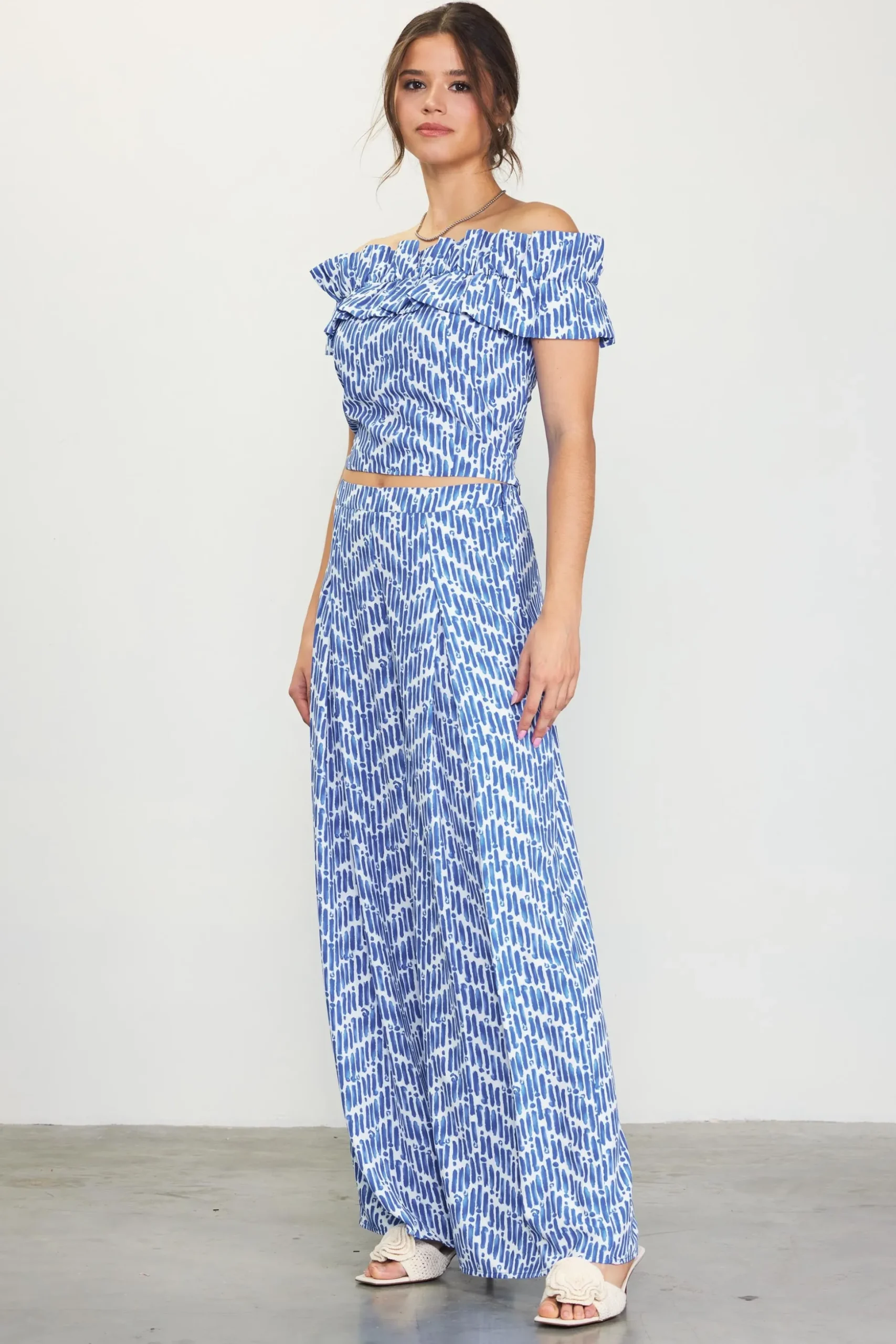 Printed Wide-Leg Pants