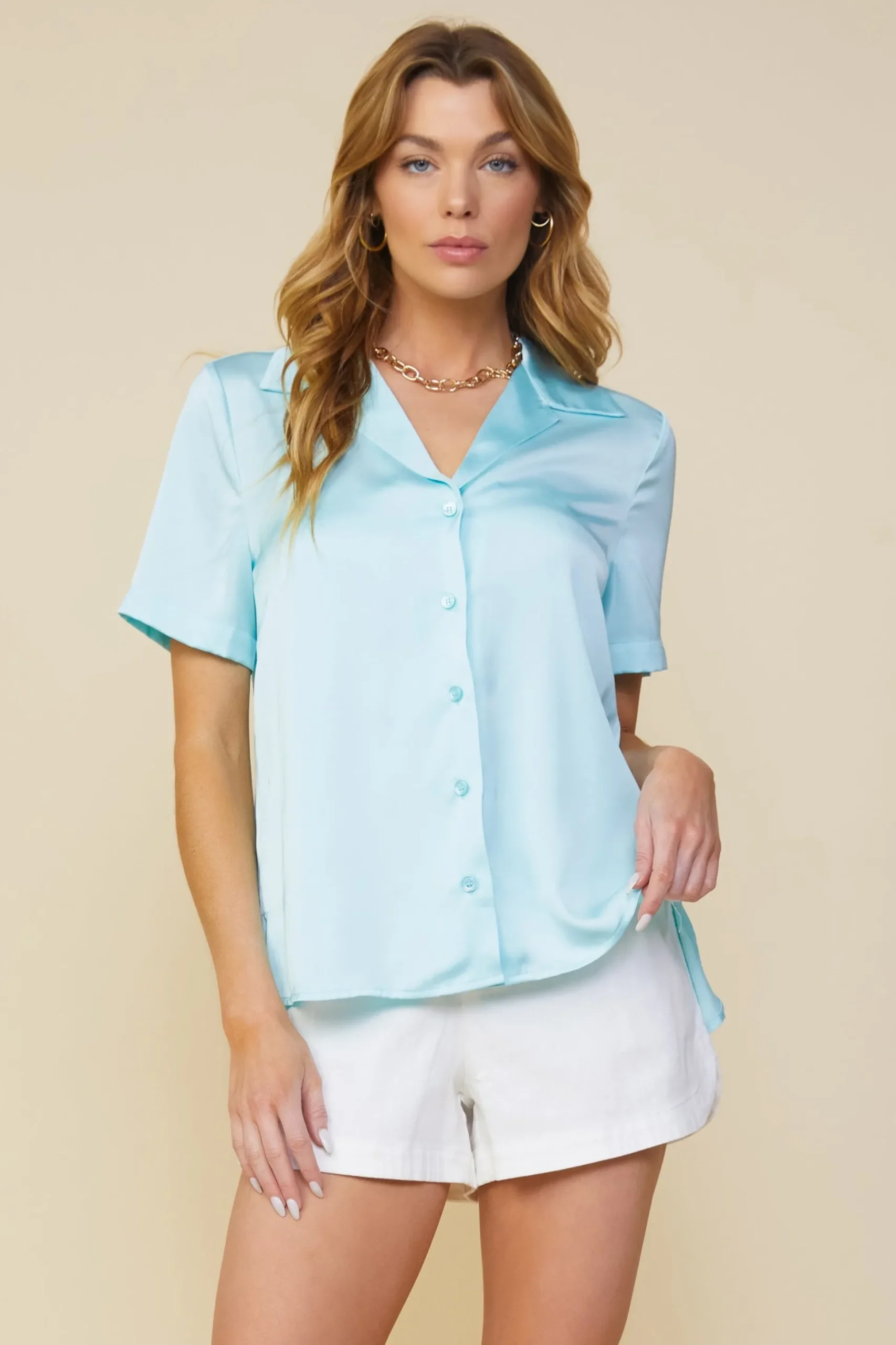 Recycled Button Down Short Sleeve Shirt