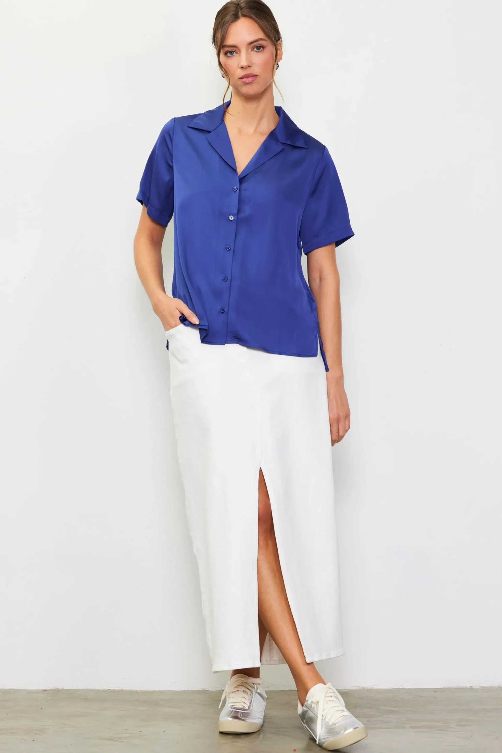Recycled Button Down Short Sleeve Shirt