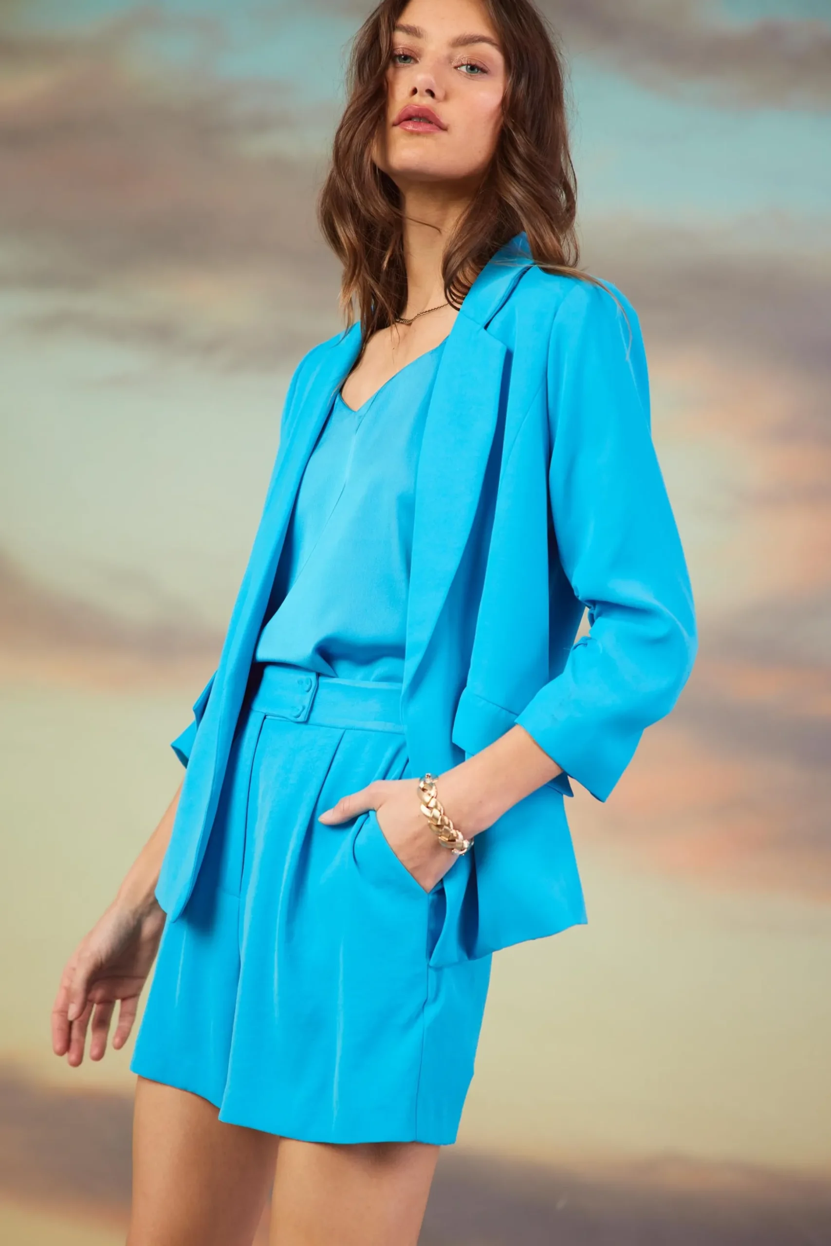 Recycled Shirred Sleeve Blazer