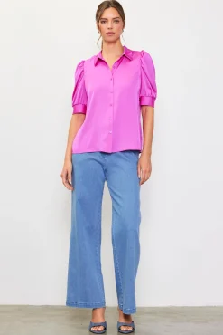 Recycled Shirred Sleeve Blouse