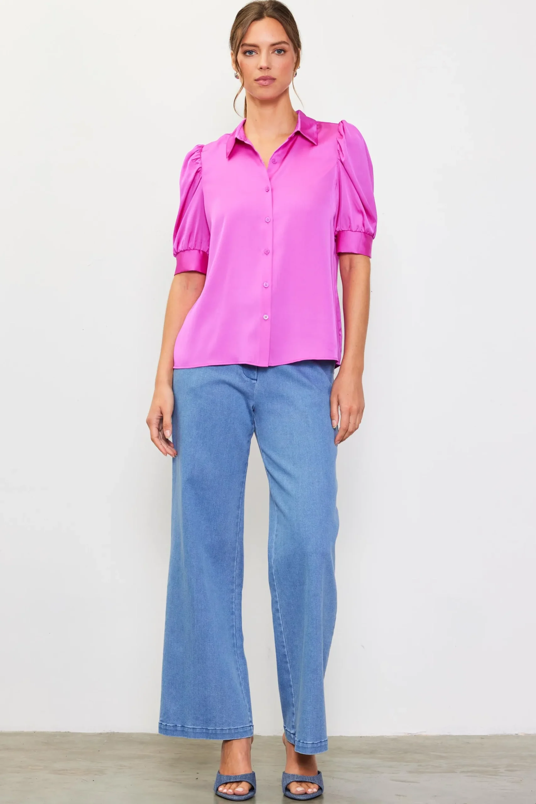 Recycled Shirred Sleeve Blouse