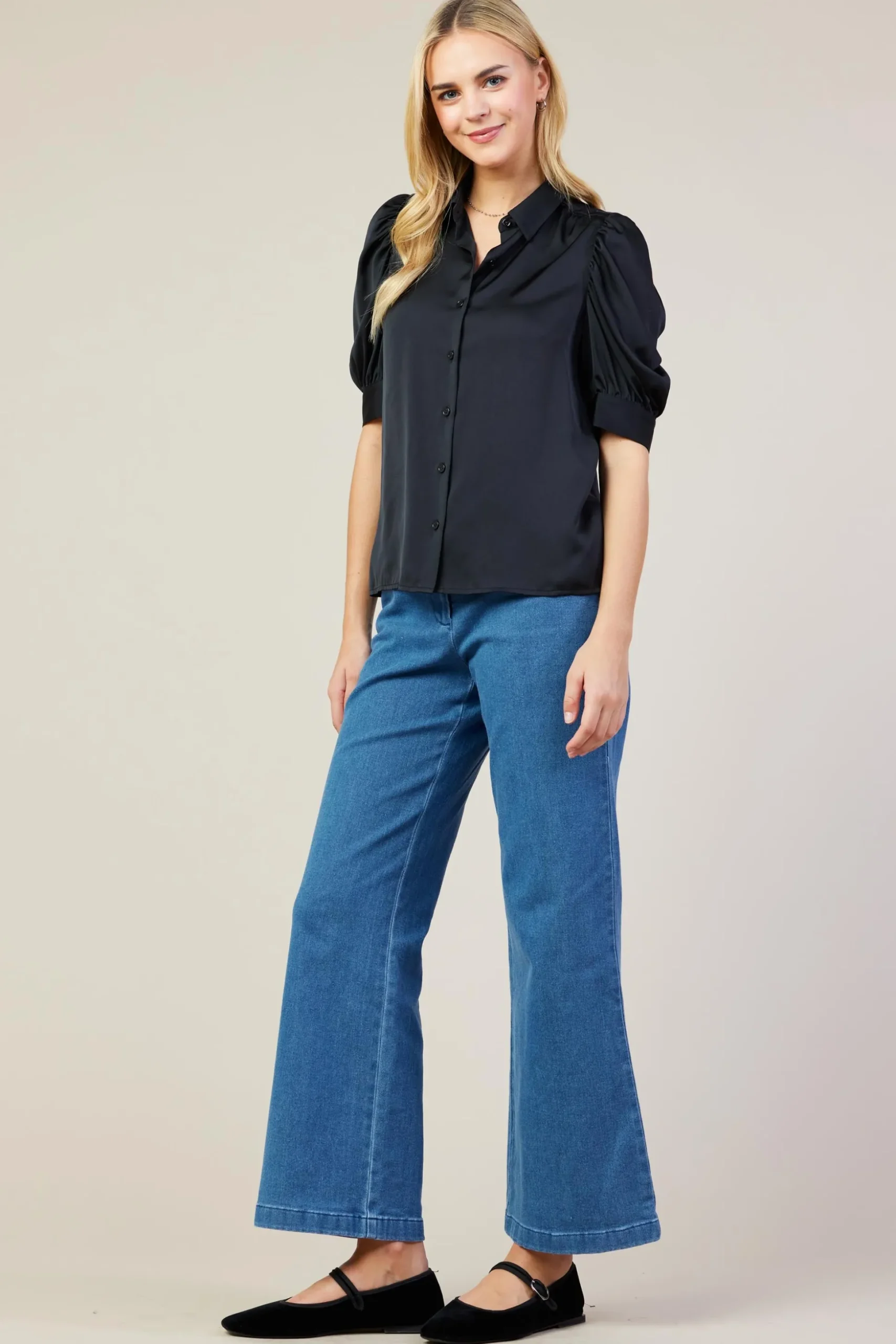Recycled Shirred Sleeve Blouse