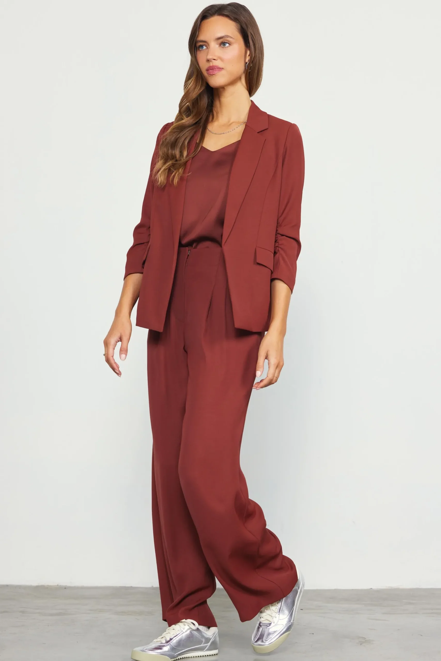 Recycled Shirred Sleeve Blazer