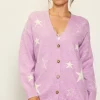 Recycled Star Motif Sweater Cardigan
