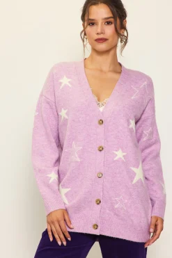 Recycled Star Motif Sweater Cardigan